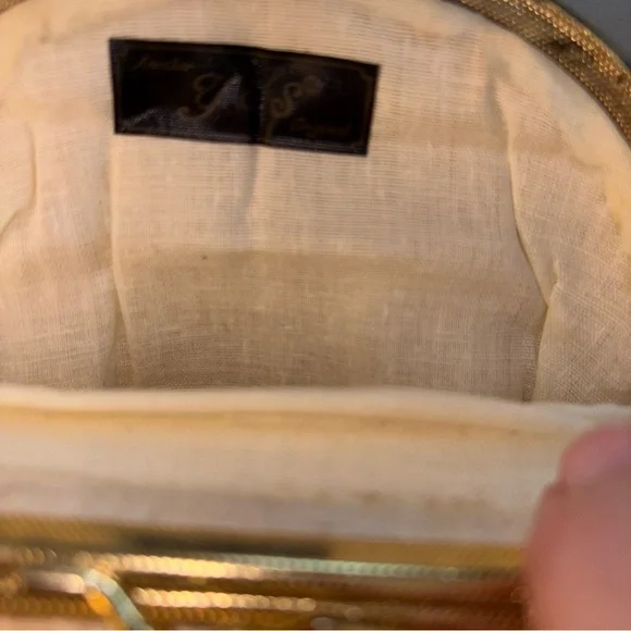 Y & S Mesh Coin Purse Clutch Gold Kiss Lock Vintage - Picture 3 of 6